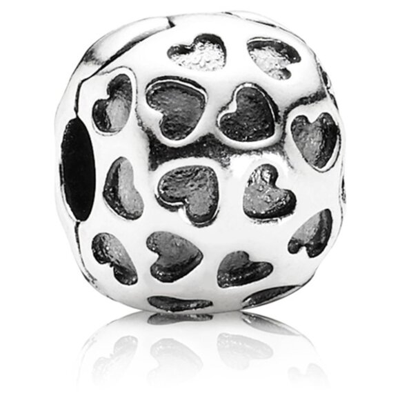 PANDORA Showered with Love Clip Authentic Silver Charm Scattered Hearts RARE - Picture 1 of 11